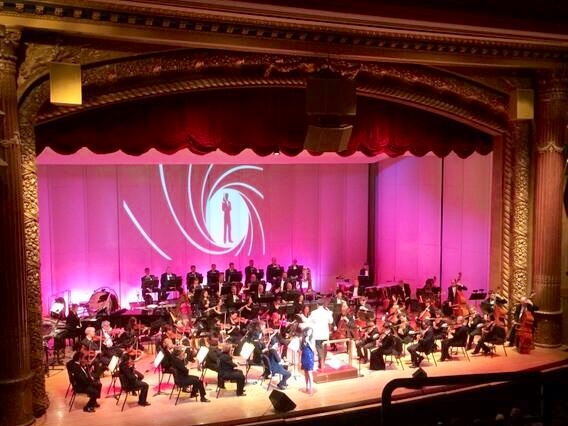 An awesome bird's eye view of my James Bond 007 gig with the Evansville Philharmonic Orchestra may 17 2014 with Maestro Alfred Sava