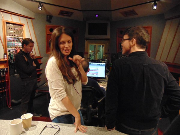 Recording sessions Judy Garland project at the sound board with album producer Richard Barone (Photo by my guest Kimberly Loeffler-Jan 8, 2015)