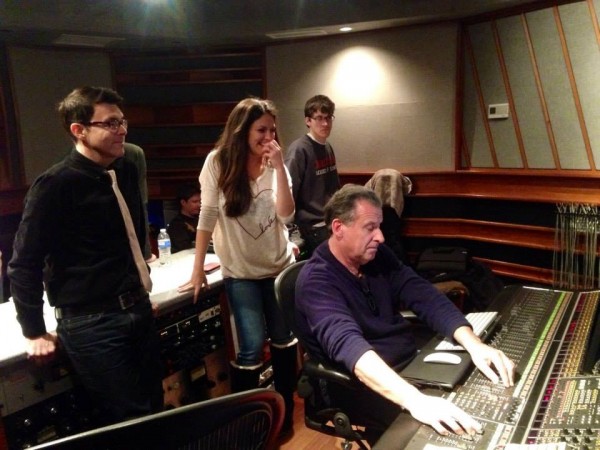 Recording sessions Judy Garland project at the sound board with album producer Richard Barone &amp; Eastside Sound studio Owner/sound engineer Lou Holtzman (Photo by my guest Kimberly Loeffler-Jan 8, 2015)